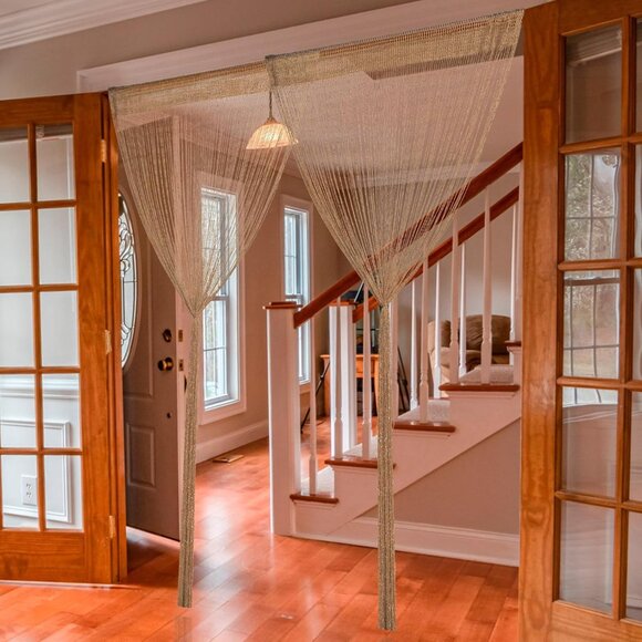 2 Pack of 39x79 Inch Beaded String Curtains - Elegant Champagne Room Dividers - Picture 7 of 7